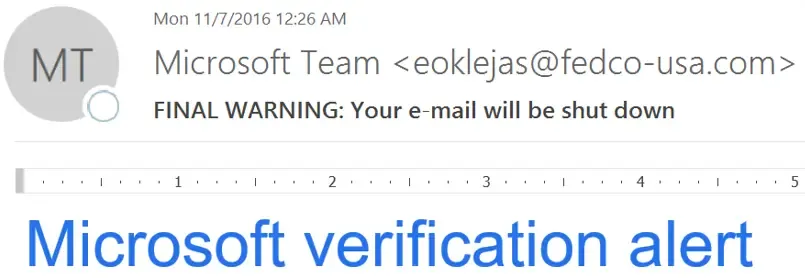 Ejemplo de phishing: Microsoft